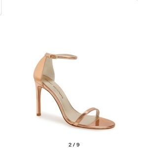 Stuart Weitzman Bnudistsong Heels, Size 7.5, Beige Glass